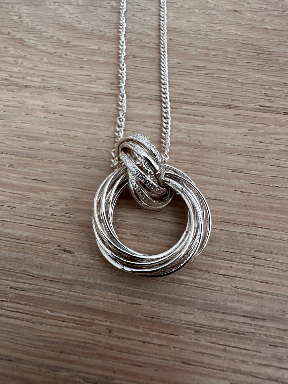 Silver Circles Necklace, 24"